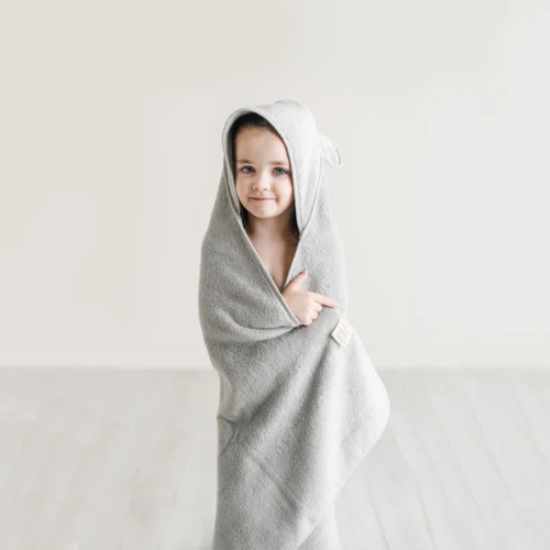 Natemia Organic Baby Hooded Towel - Grey, 1