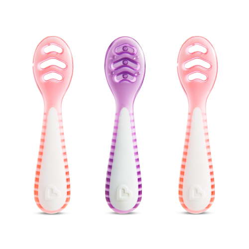 Munchkin® Gentle Dip™ Multistage First Infant Spoons, Pink/Purple, Unisex, 3 Pack