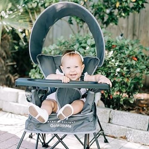 Baby Delight Go with Me Jubilee Deluxe Portable Chair | Indoor and Outdoor | Sun Canopy | Grey