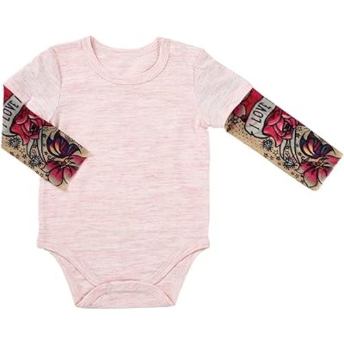 Stephan Baby Snapshirt-Style Diaper Cover with Tattoo Sleeves, Pink, 6-12 Months