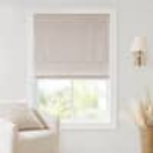 Madison Park Quincy Linen Cordless Total Blackout Roman Shade - 31 in. W x 64 in. L MP40-8662