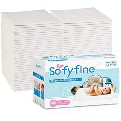 100 Count Disposable Changing Pads for Baby 17" x 24"Portable Changing Diaper Liners for Mess Free Travel, Leakproof Incontinence Bed Pads,Waterproof Table Protector Mat, Toddler Pee Pads