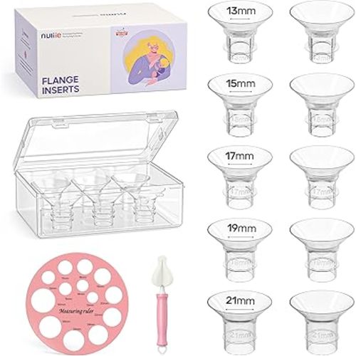 Nuliie 10PCS Flange Sizing kit 13/15/17/19/21mm for 24mm Flange/Shield of Most Pumps, BPA-Free Flange Inserts, Compatible with Momcozy/Elvie/Spectra/Bellababy/TSRETE/Nuliie Breast Pumps
