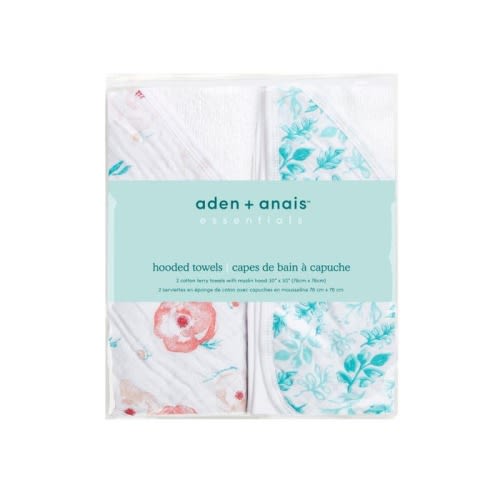 Full Bloom Cotton Muslin Hooded Towel 2pk | aden + anais