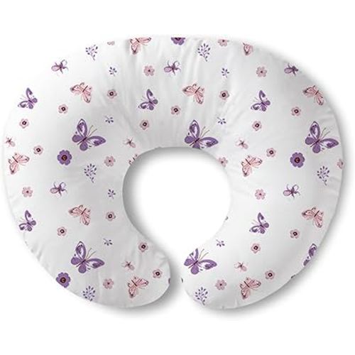 Plushii Nursing Pillow for Breastfeeding, Breathable Breast Feeding Pillow and Positioner with Removable Cover for More Support, Tummy Time and Bottle Feeding Support Pillow, Butterfly Dreams