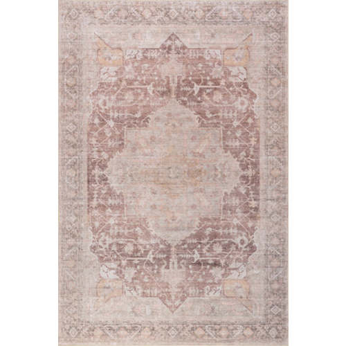 Ava Vintage Persian Spill Proof Washable Rug | Pale Pink