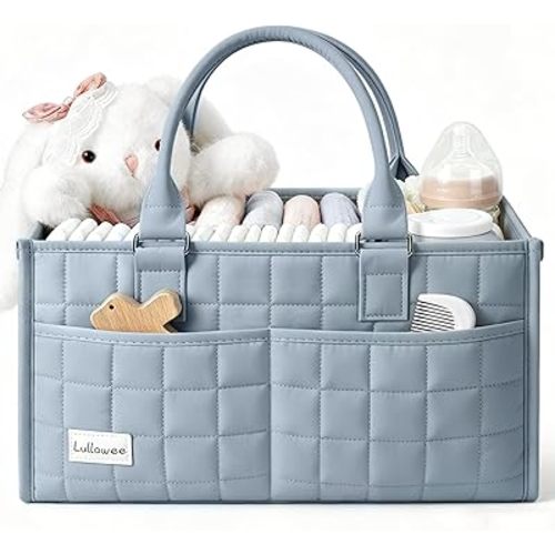 Baby Diaper Caddy Organizer, Portable Nursery Storage Basket with Handle for Newborn Boy or Girl, Gift for Baby Shower Essentials, Registry Must Have Bag, Caddie Car Organizer, Blue