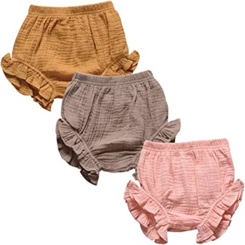 3PC Shorts Set Newborn Baby Girls Boys Pants Cotton Linen Blend Cute Floral Bloomers Triangle Shorts