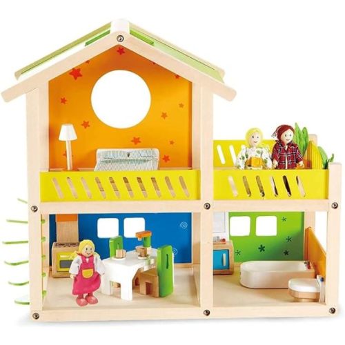 Hape Happy Villa Kids Wooden Doll House Set