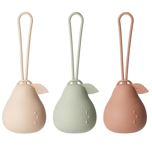 Andy Bear Baby Pacifier Storage Case Paci Holder Case Pear Shape 3 Pack-Ivory Sage Brown