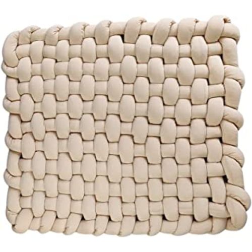 Wonder Space Knotted Braided Plush Mat, Baby Infant Newborn Sleeping Tummy Time Playing Nursery Rug Knot Floor Cushion, Handmade Pure Soft Fabric, Fashion Cute Toddler Children Room Decor, Beige