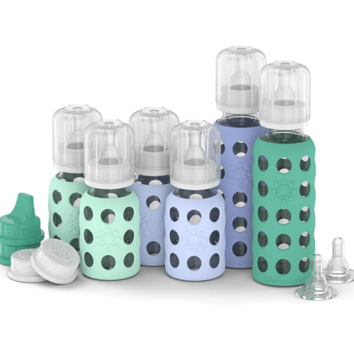 6-Glass Baby Bottle Starter Set - Mint Blanket Blueberry Kale