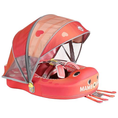 MAMBOBABYFLOAT Sunny Navigator Baby Pool Float with Canopy — Safe, Comfortable, Adjustable Axolotl Pool Float w/Sun Protection, Air-Free Foam Technology, 5-Way Buckle System