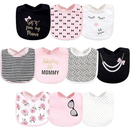 Little Treasure Unisex Baby Cotton Bibs, Mama 10-Pack, One Size