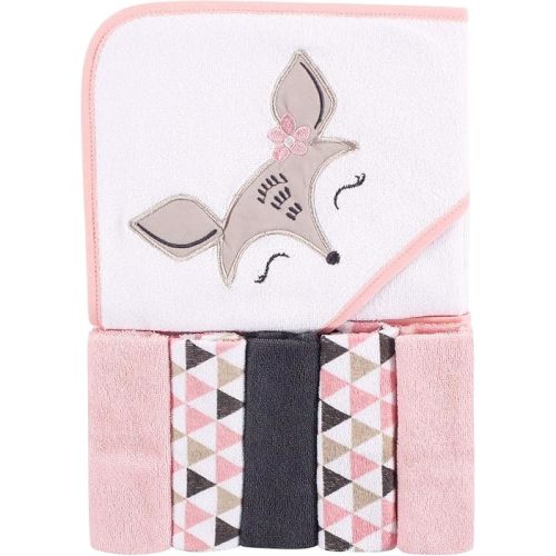 Luvable Friends Unisex Baby Hooded Towel with Five Washcloths, Deer, One Size