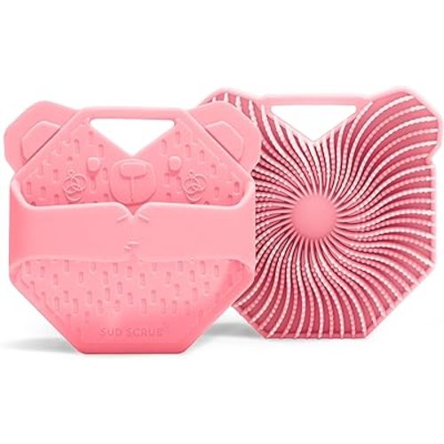 Sud Scrub® Kids Body Scrubber, Antimicrobial Silicone Body Scrubber For Kids, Gentle Kids Bath Scrubber For Delicate Skin, Shower Fun For Kids (Pink)