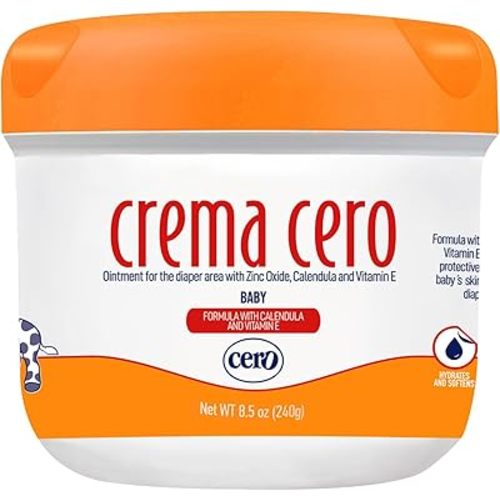 Crema Cero Diaper Rash Cream for Baby with Zinc Oxide and Calendula – High-Strength Diaper Cream for Quick Relief and Protection – Hydrating and Soothing Baby Balm – Calendula 8.5 oz