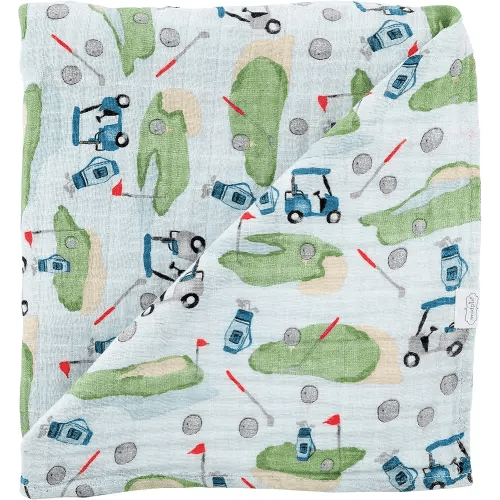 Mud Pie Muslin Swaddle, Golf , 47x47 Inch (Pack of 1)