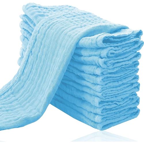 Cute Castle 12 Pack Muslin Burp Cloths for Baby - Ultra-Soft 100% Cotton Baby Washcloths - Large 20'' by 10'' Super Absorbent Milk Spit Up Rags - Burpy Cloths for Unisex, Boy, Girl - Aquamarine
