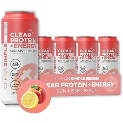 Clear Protein + Energy Sun-Kissed Peach 16 oz Can - 12 Pack