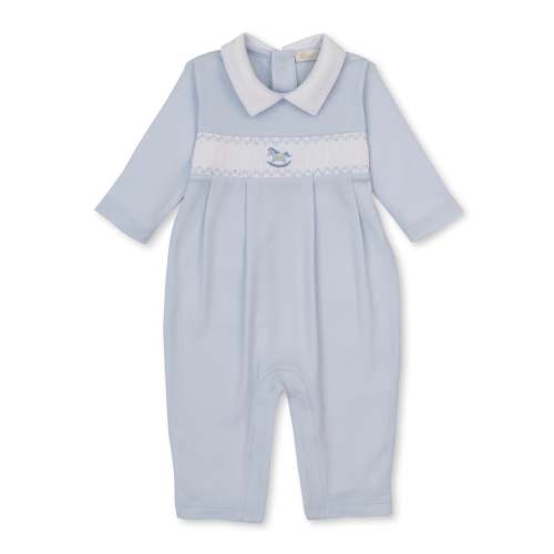 CLB Fall Medley 26 Blue Hand Smocked Playsuit