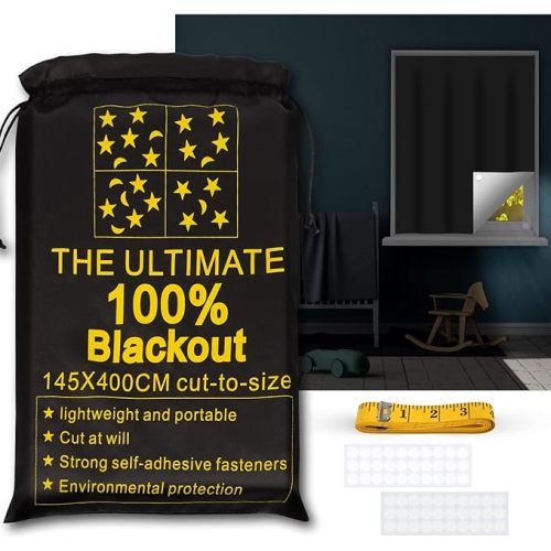 Portable Blackout Shades (79" x 57") Window Curtains, 100% Blackout Material Temporary Blinds for Baby Nursery, Bedroom, Dorm Room, Office or Travel Use
