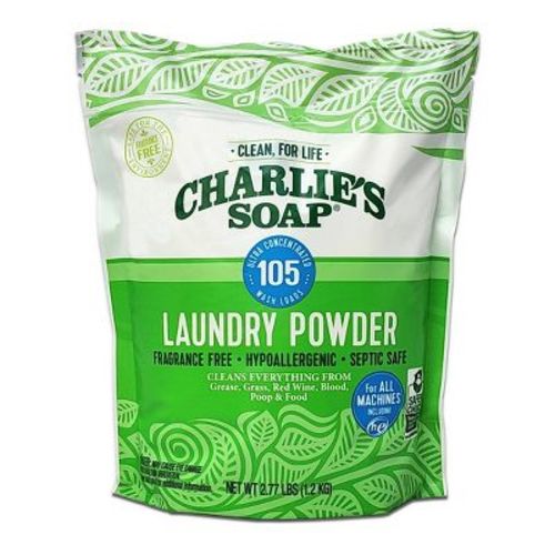 Charlie's Soap Unscented Laundry Powder - 105 Loads - 2.64lbs: Resealable Bag, Sensitive Formula, No Fragrance Added
