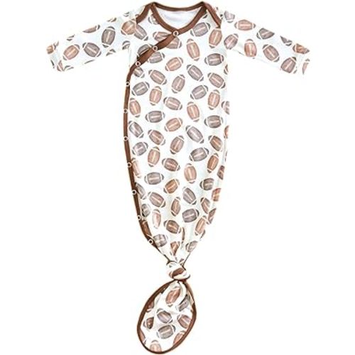 Copper Pearl Baby Gown - Knotted Newborn Sleepers for Baby Boy and Girl, Soft Stretchy Long Sleeve Infant Gowns with Bottom Tie and Hand Mittens, Perfect Hospital Coming Home Outfit (Blitz)