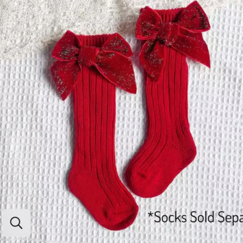 Red Bow Christmas Socks