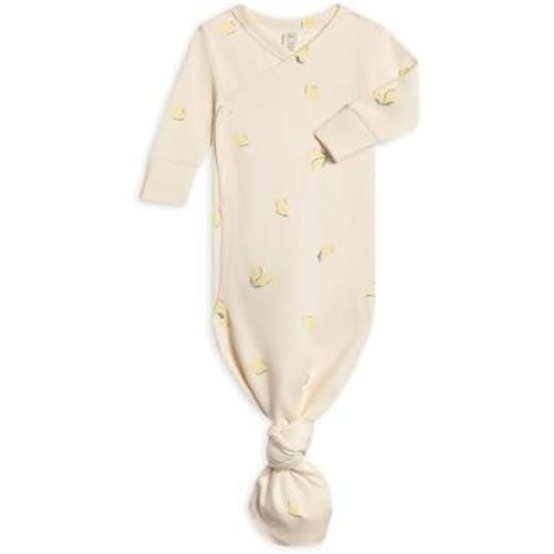 Colored Organics Baby 100% Organic Cotton Newborn Knotted Gown - Infant Indy Kimono Wrap Front Tie Knot with Mitten Cuffs