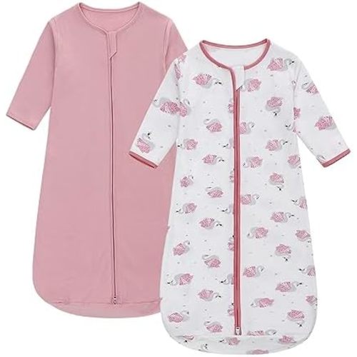 Miracle Baby Long Sleeve Sleep Sack 2-Pack, 100% Cotton Wearable Blanket Baby Sleeping Bag for Newborn Infant Toddler