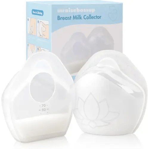 Breast Milk Collector, 2 Piece Wearable Breast Shells Milk Collector, Food Grade Silicone Milk Collectors For Breastfeeding, Collect Spilled Breastmilk Anywhere, Hands-Free Milk Collector