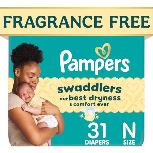 Pampers Swaddlers Diapers, Size 0 (up to 10 lbs), 31 Count, Absorbent, Keeps Baby Dry and Comfortable, Pediatrician Recommended Skin Safe Disposable Baby Diaper