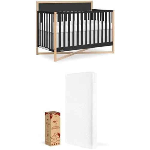 Dream On Me Crib & Mattress Bundle – Owen 5-in-1 Convertible Crib + 5” Full-Size Mattress