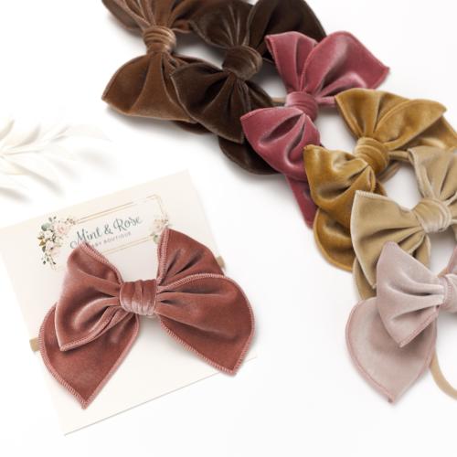 Baby Headbands, Girls Hair Clips, Newborn Headband, Baby Girl Bow, Toddler Hair Clips, Baby Hairbow, Neutral Hair Bows, Velvet Fable Bows