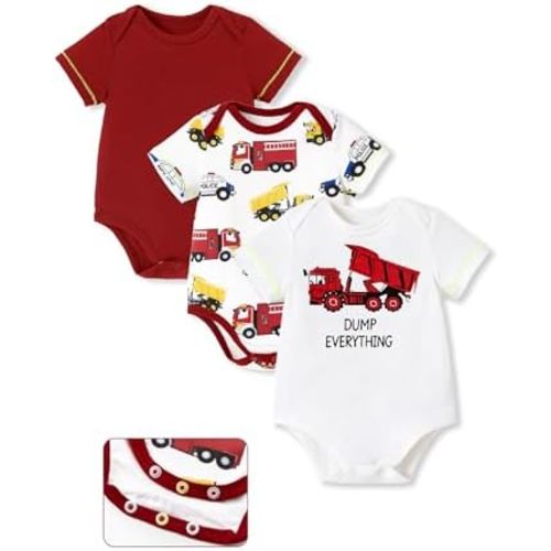 PATPAT Baby Bodysuits Rayon Super Durable - Short Sleeve for Boys and Girls - Newborn Infant Unisex Gift Clothes - 3 Pack