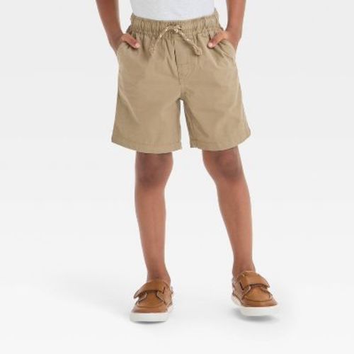 Toddler Boys' Pull-On Woven Shorts - Cat & Jack™ Brown 3T: Midweight Twill, Flexible Drawstring, 4.25" Inseam