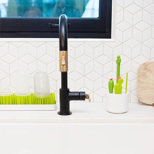 Boon Cacti Bottle Cleaning Brush Set - Includes Bottle Brush, Nipple Brush, Detail Brush, and Straw Brush - Baby Bottle Brush Set for Bottle Drying Rack - Baby Essentials - 4 Count