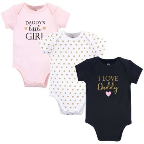 Hudson Baby Infant Girl Cotton Bodysuits 3pk, Girl Daddy, 0-3 Months