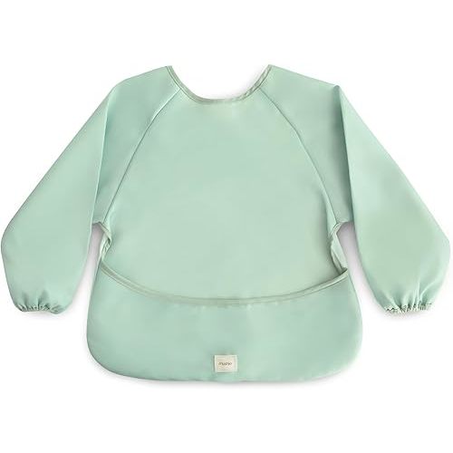 mushie Long Sleeve Baby Bib | Mess Free & Waterproof Fabric for Toddlers | Adjustable Fit for Ages 6-24 Months