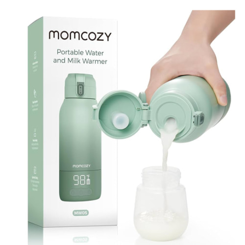Momcozy Portable Milk Warmer for Travel – Dual Heating Modes for Breast Milk & Water, Portable Bottle Warmer with Fast Heating & Long Battery Life, 17 Ounces Large Capacity to Meet Your All-Day Needs