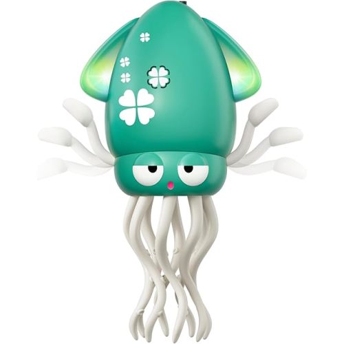 Dancing Octopus Baby Toy, Electric Crawling Octopus Tummy Time Toy, Rechargeable Magic Dancing Music Squid for 3 4 5 6 Year Old Kids Boy Girl Birthday Gifts, Funny Squid for Office Desk Decor (Green)