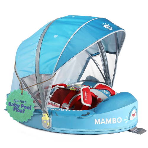 Mambobaby Baby Pool Float with 3D Canopy- Blue