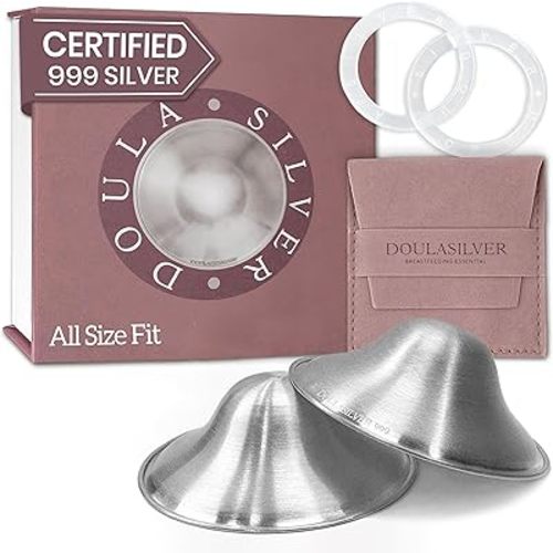The Original Silver Nursing Cups - Nipple Shields for Breastfeeding - Nickel Free, Zero Irritation, Invisible and Lightweight - 999 Pure Silver Nipple Covers for Newborn Essentials