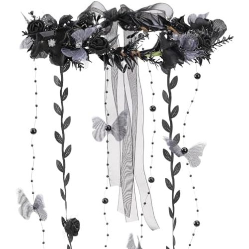 MOSTORY Fairy Flower Headpeice for Women, Woodland Elf Crown with Butterfly and Vines for Fairy Costume Renaissance Cosplay