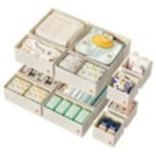 ZenStorage 12 Pack Drawer Organizer for Baby Clothes, Linen Fabric Nursery Organizer for Baby Diaper, Collapsible Deep Fabric Drawer Organizer with Zipper for Socks, Bra, Towels, Ties, Beige