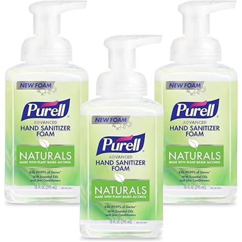 Purell Advanced Hand Sanitizer Naturals Foam with Plant-Based Ethanol, 10 fl oz Foam Pump Bottle (Pack of 3), 3001-06-EC
