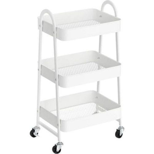 Songmics 3-tier Rolling Cart Metal Storage Cart White