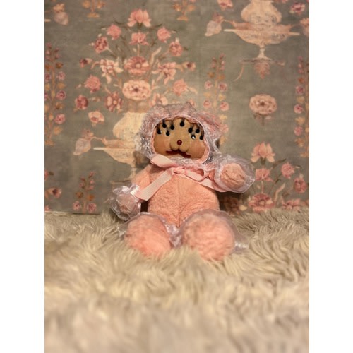 Vintage Inspired Creepy Clay Face Pink Spidey Bear / Handmade Art Plush Decoration / Melanie Martinez Inspired