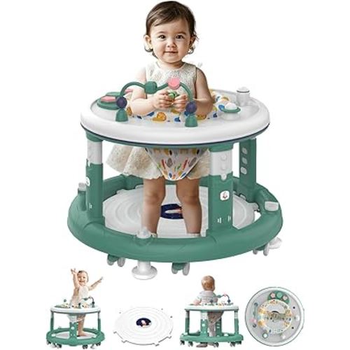 Baby Walker, Baby Jumper Activity Center, Baby Walkers and Activity Center, Baby Walker with Wheels for Boys Girls, Features 360 Degree Swivel Seat, Bounce Footpad for 6-18 Month(Green)